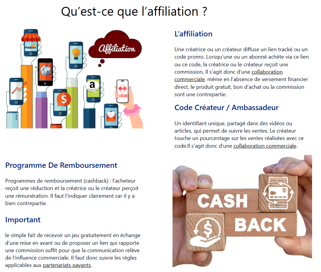 L'affiliation dans le secteur ludique